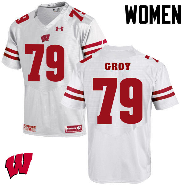 Women Winsconsin Badgers #79 Ryan Groy College Football Jerseys-White - Click Image to Close